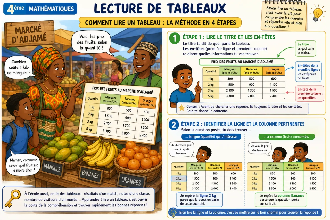 Lecture de tableaux — illustration