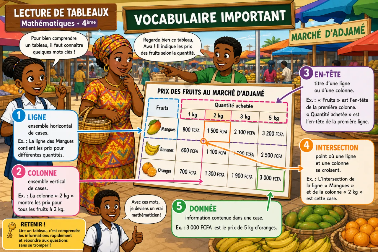 Lecture de tableaux — illustration