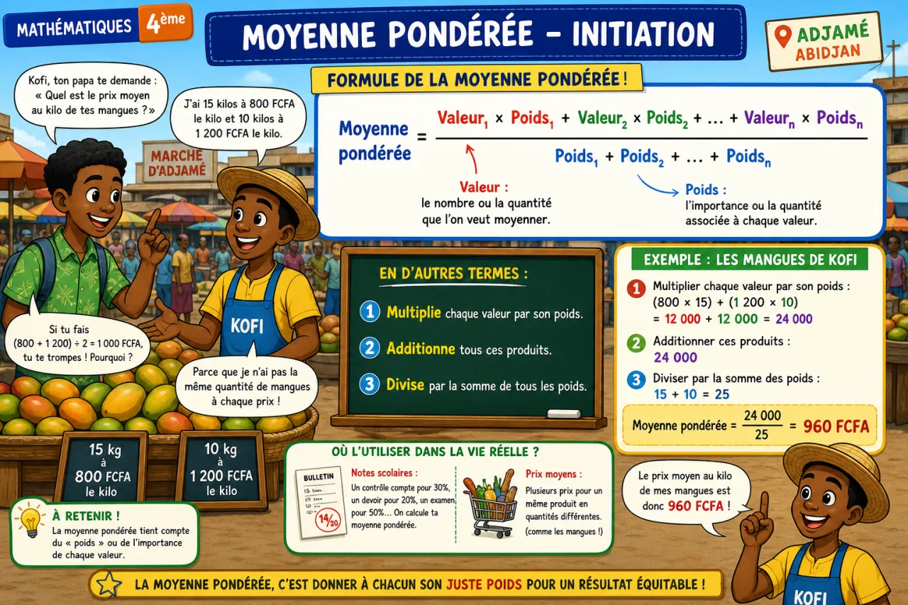 Moyenne pondérée - initiation — illustration