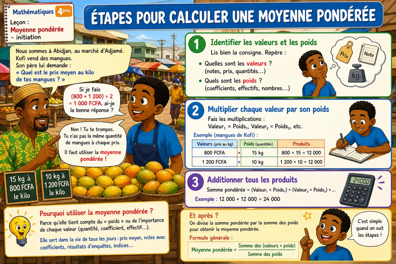 Moyenne pondérée - initiation — illustration