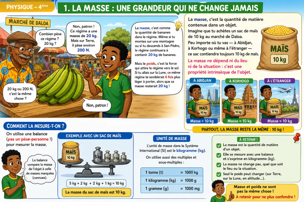 Poids et masse — illustration