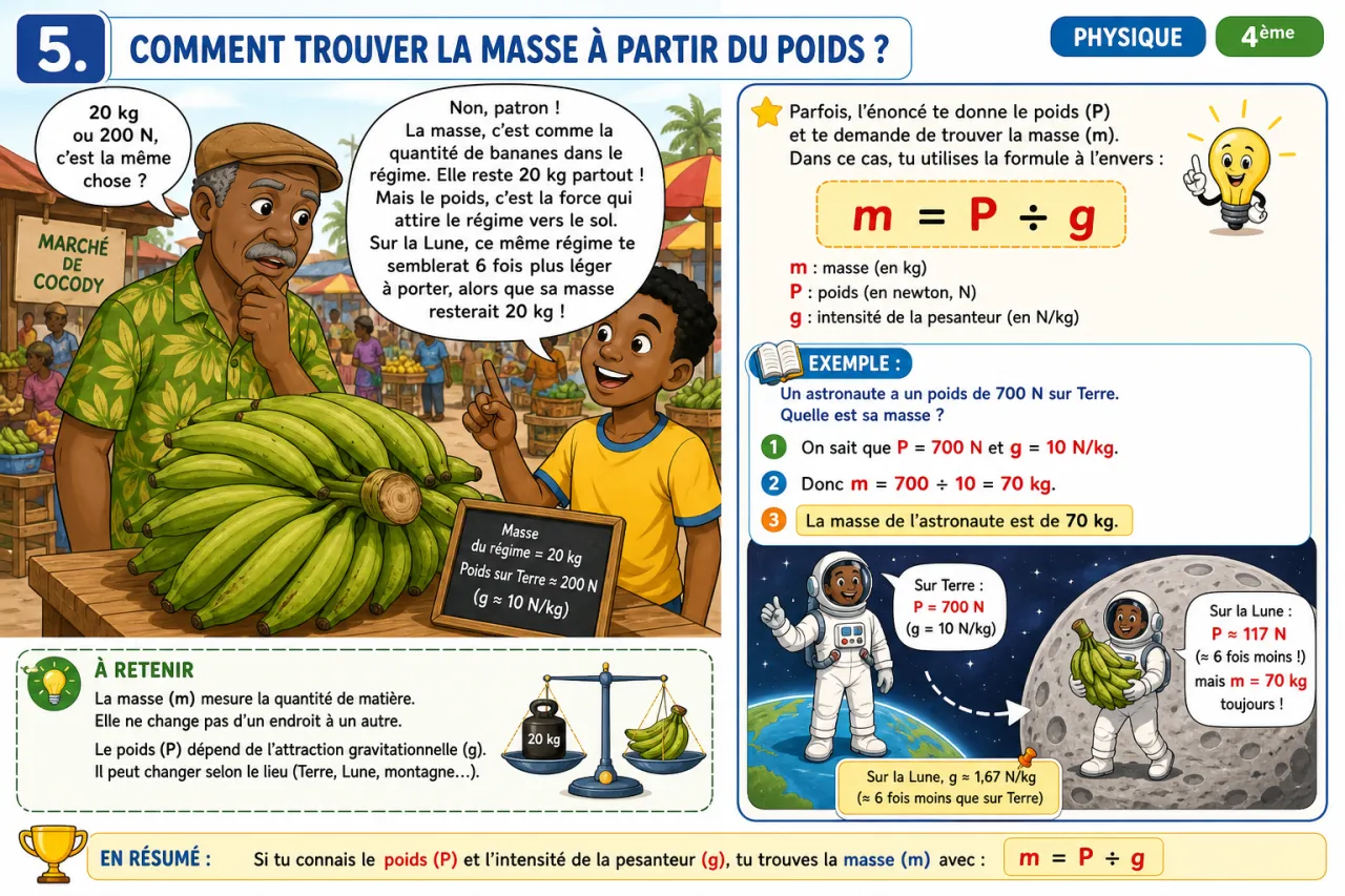 Poids et masse — illustration